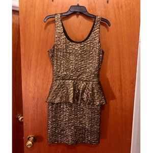 Arden B Gold Peplum Dress